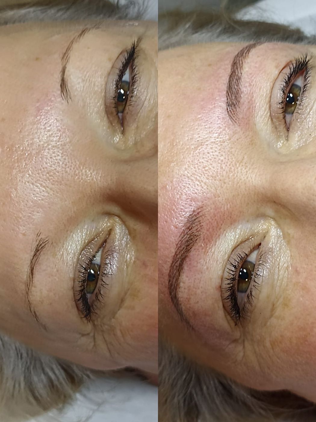 Sourcils en dermopigmentation, avant et après